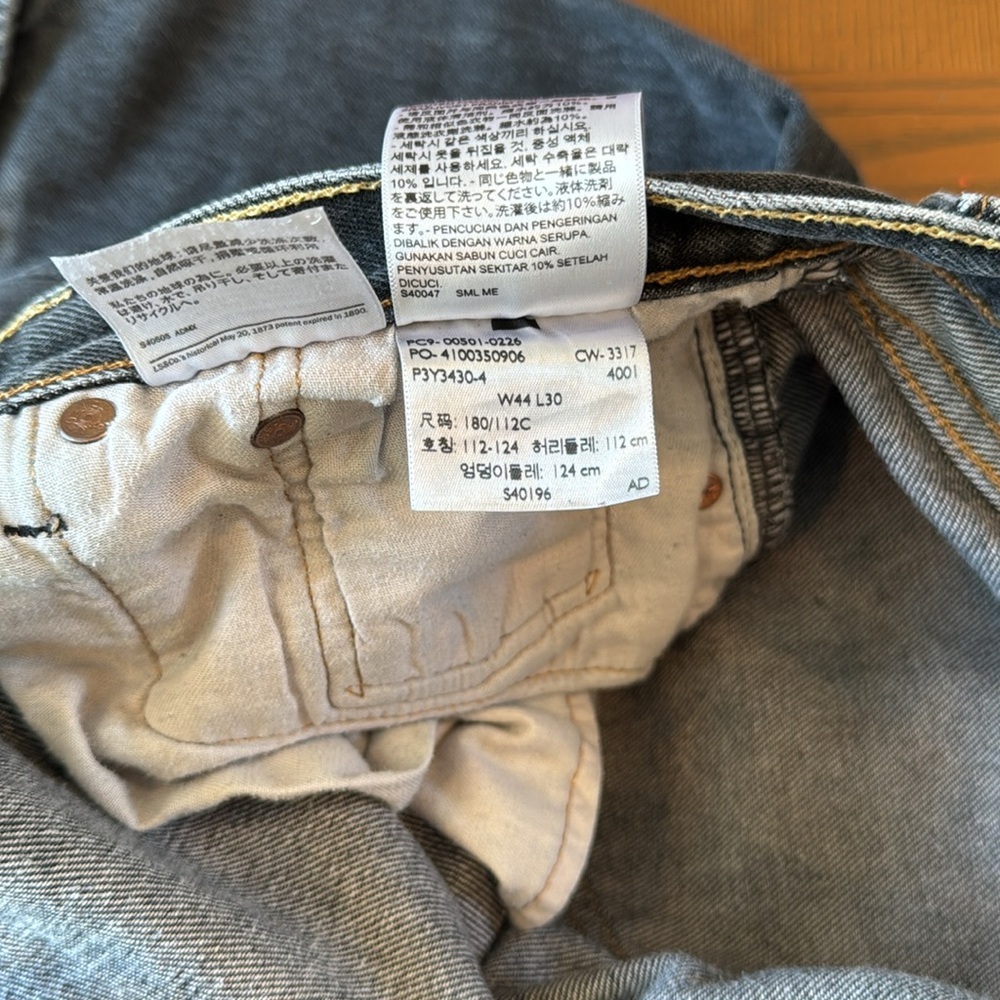 Levi's 501 Original Altered W44 L27.5” Men's Black Jeans - Picture 7 of 13